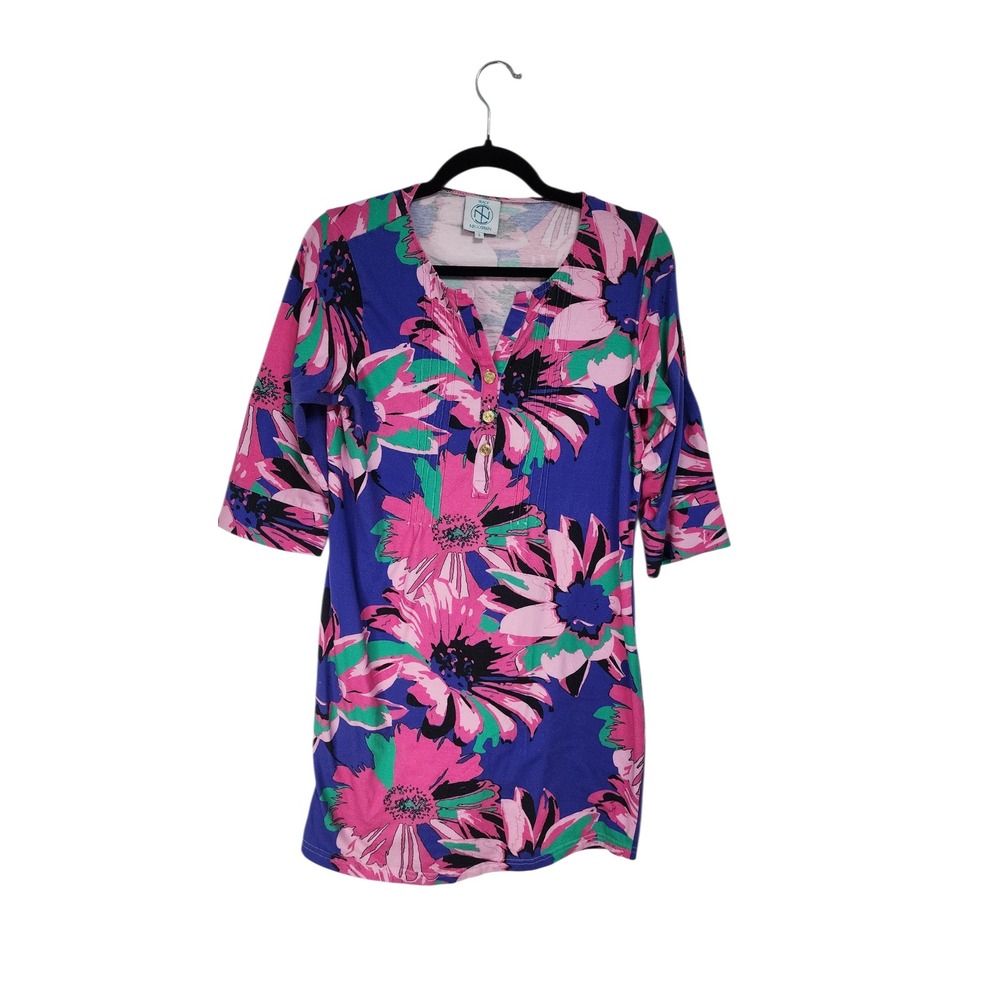 Tracy Negoshian Tunic Top Women Small Purple Floral Excellent